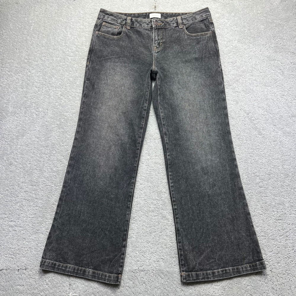Pacsun Jeans Womens 31 Charlie Baggy Boot Black Wide Leg Flap Pockets Low Rise